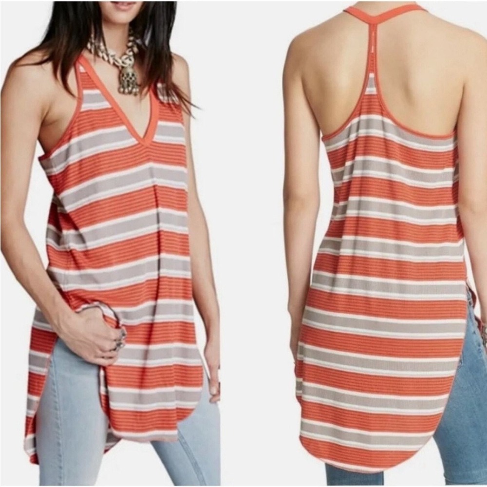 We The Free People Striped Racerback Tank Top‎ Festival Boho Street Eco Grunge